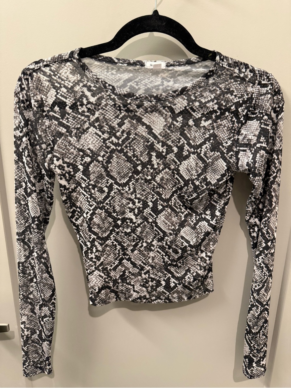 Garage Sheer Snake Print Long-Sleeve Top